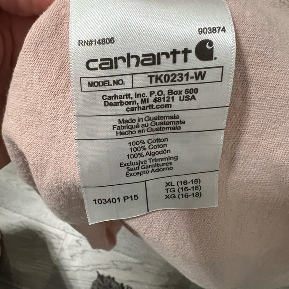 Carhartt Pink Long Sleeve Logo Tee Loose Fit size XL - Picture 4 of 6